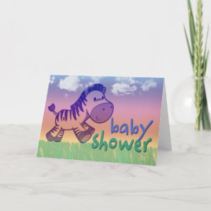 Lila Zebra Babyduschkarte Einladung