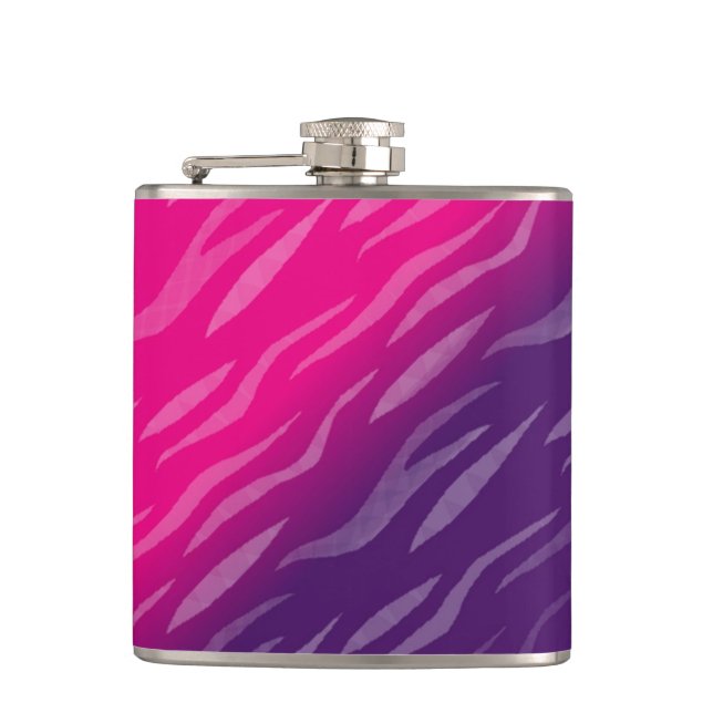 Lila Zebra-Designkolben Flachmann (Vorderseite)