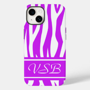 Lila Zebra-Drucken mit Monogramm Case-Mate iPhone Hülle