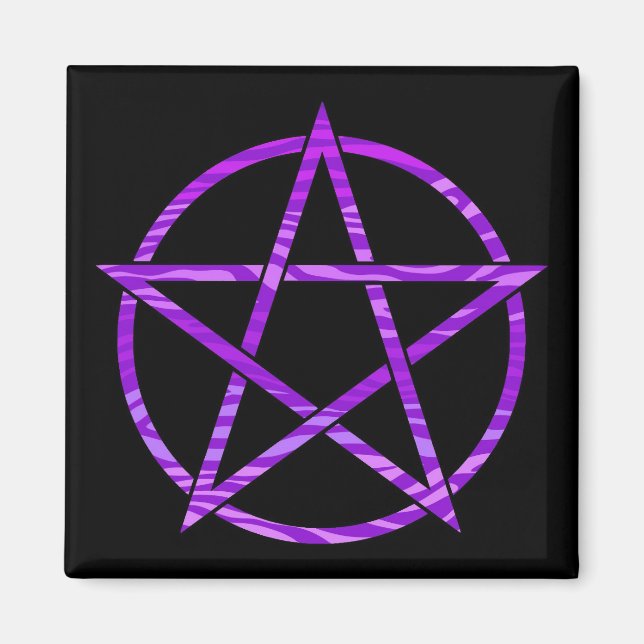 Lila Zebra Pentagram Magnet (Vorne)