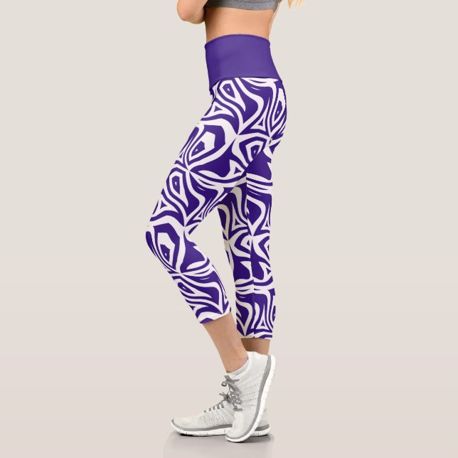 Lila Zebra Streifen Frauen Capris Leggings (Links)