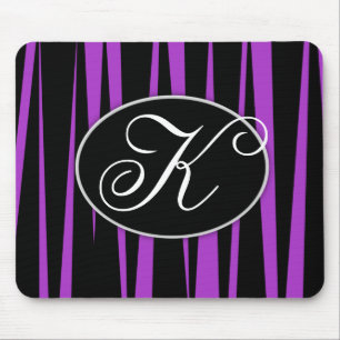 Lila Zebra Stripes mit Monogramm Mousepads
