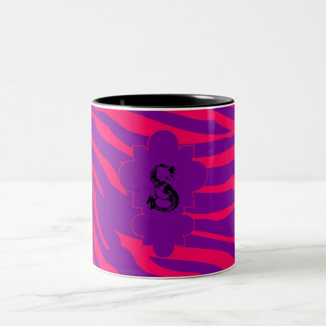 Lila Zebra-Zebra-Tasse-Cups Zweifarbige Tasse (Mittel)