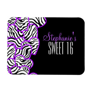 Lila Zebraherzen Sweet 16 Birthday Magnet
