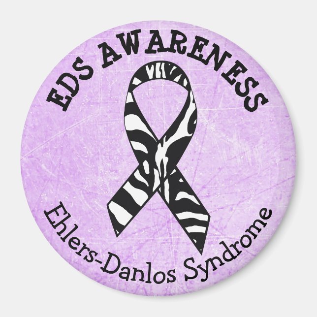 Lila Zebras EDS Ehlers-Danlos-Syndrom Magnet (Vorne)