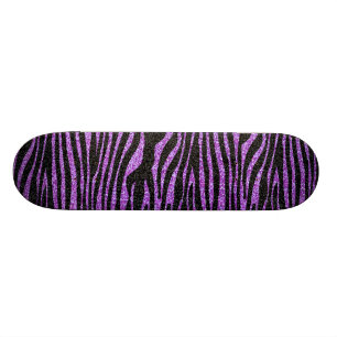 Lila Zebrastreifenmuster (bling Imitat-Glitter) Skateboard