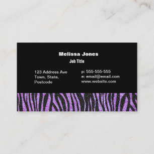Lila Zebrastreifenmuster (bling Imitat-Glitter) Visitenkarte