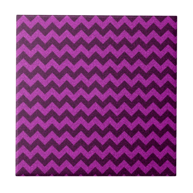 Lila Zickzack Glitter Fliese (Vorderseite)