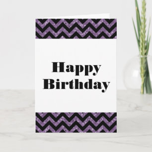 Lila Zickzack Glitzer Happy Birthday Card Karte
