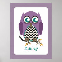 Lila Zickzack Owl Kinderzimmer Artwork