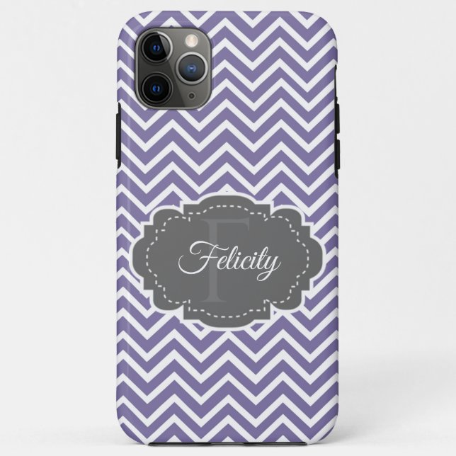 Lila Zickzack Personalisiert Case-Mate iPhone Hülle (Rückseite)