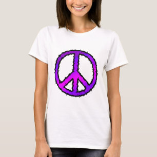 Lila Zig Zag-Friedenszeichen T-Shirt