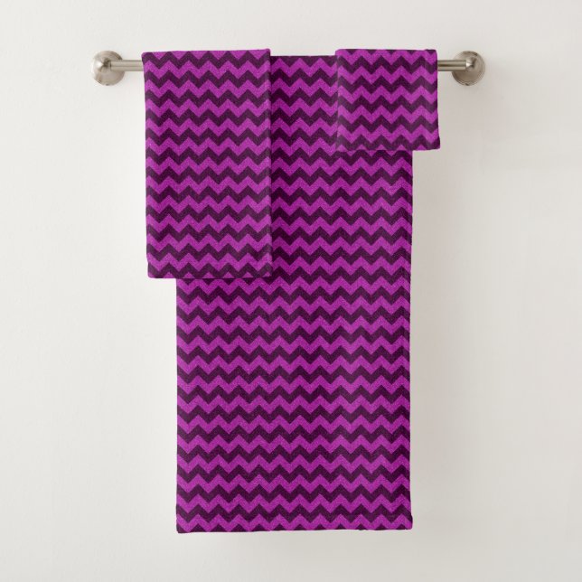 Lila Zig Zag Glitzer Badhandtuch Set (Insitu)