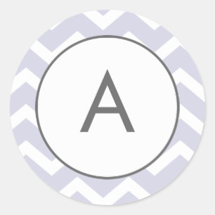 Lila Zig Zag Zickzack Muster Monogramm Runder Aufkleber