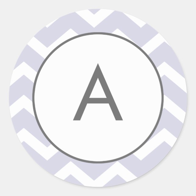Lila Zig Zag Zickzack Muster Monogramm Runder Aufkleber (Vorderseite)
