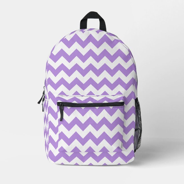 Lila Zigzag, Lila Zickzack, geometrisches Muster Bedruckter Rucksack (Vorderseite)