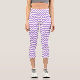 Lila Zigzag, Lila Zickzack, geometrisches Muster Capri Leggings