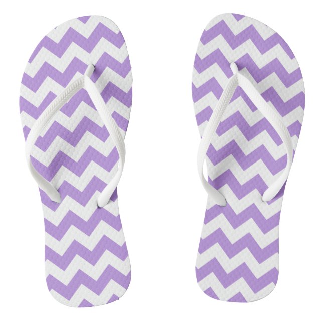 Lila Zigzag, Lila Zickzack, geometrisches Muster Flip Flops (Fußbett)