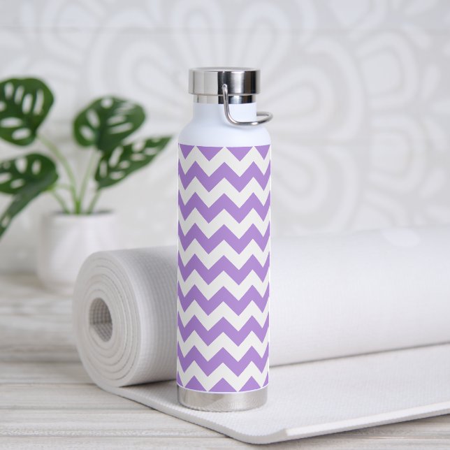 Lila Zigzag, Lila Zickzack, geometrisches Muster Trinkflasche (Yoga)