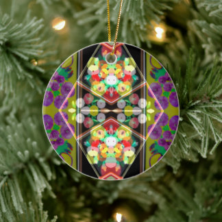 Lila Zinnias Keramik Ornament