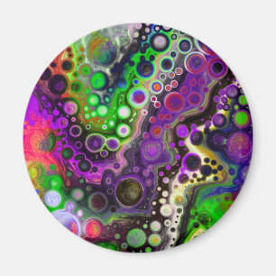 Lila, Zitronengrün, schwarze Fluid Art Magnet