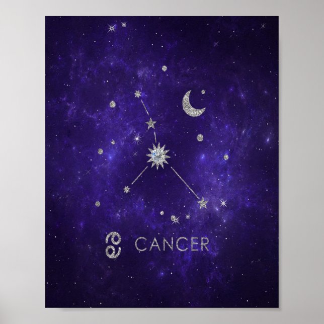 Lila Zodiakarzinom | Kosmisches Astrologie Horosko Poster (Vorne)