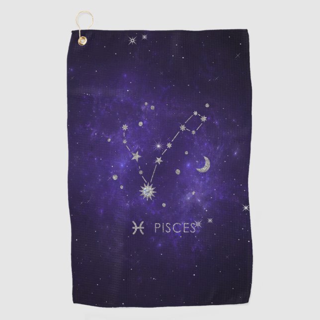 Lila Zodiakiefieber | Kosmisches Astrologie Horosk Golfhandtuch (Vorderseite)