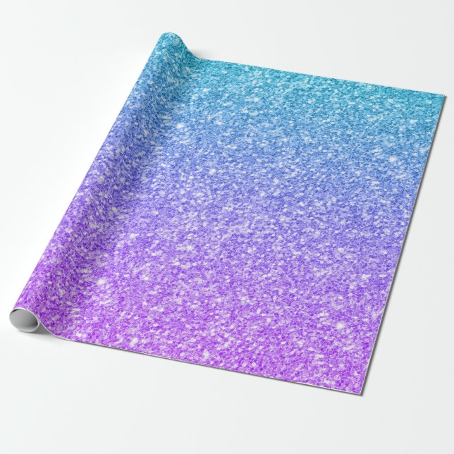 Lila zu blauen ombre Imitate Glitzer Textur Geschenkpapier (Ungerollt)
