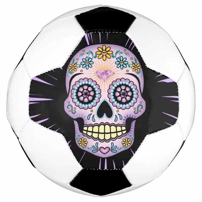 Lila Zuckerschädel Fußball (Vorderseite)