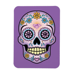 Lila Zuckerschädel Magnet