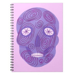 Lila Zuckerschädel mit rosa Wirbel Notebook Notizblock