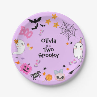 Lila Zwei Gruselig Süß Halloween 2. Geburtstag Pappteller