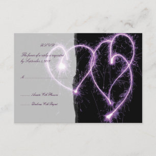 Lila zwei Herz-Sparklers Hochzeit RSVP Karte