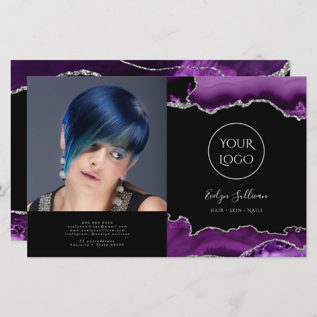 lila Zweifach-Broschüre (Vorne/Hinten)