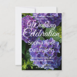 Lila Zwergwinkel magenta hydrangeas Hochzeit Einladung