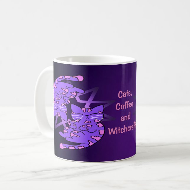 Lila Zwillinge-Kätzchen-Dekagon Lila Kaffeetasse (Vorderseite Links)