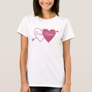Lila Zwillingsherzen am Arrow Valentinstag T-Shirt