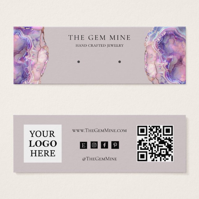 Lilac Agate Earring Mini Display Business Card (Vorne & Hinten)