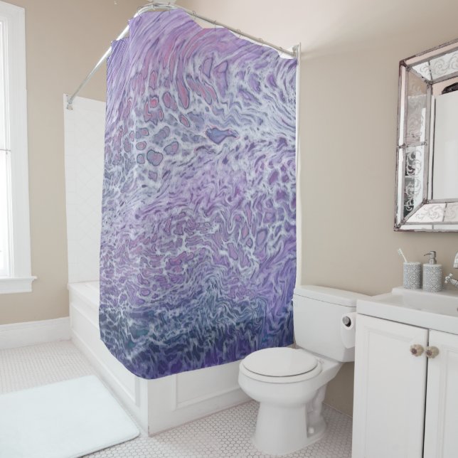 Lilac Akrylic Posing Abstrakt Fluid Art Duschvorhang (Beispiel)