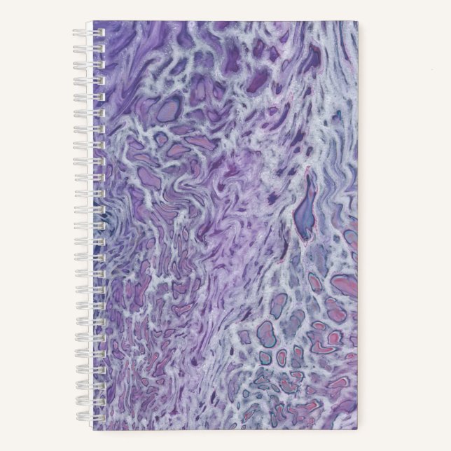 Lilac Akrylic Posing Abstrakt Fluid Art Notizbuch (Vorderseite)