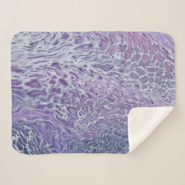 Lilac Akrylic Posing Abstrakt Fluid Art Sherpadecke (Vorderseite (Horizontal))