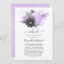 Lilac and Charcoal Floral Online Virtual Wedding