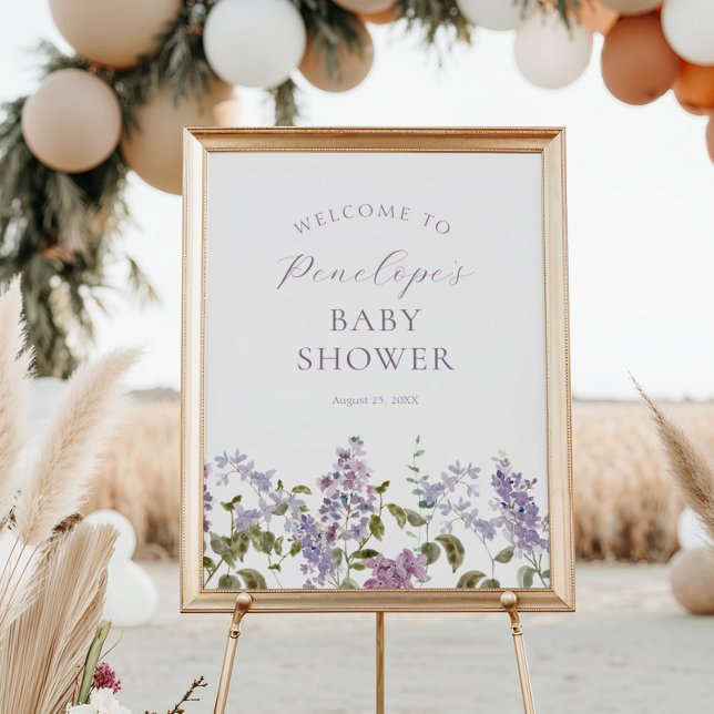 Lilac and Lavender Blume Baby Dusche Willkommen Poster (Von Creator hochgeladen)