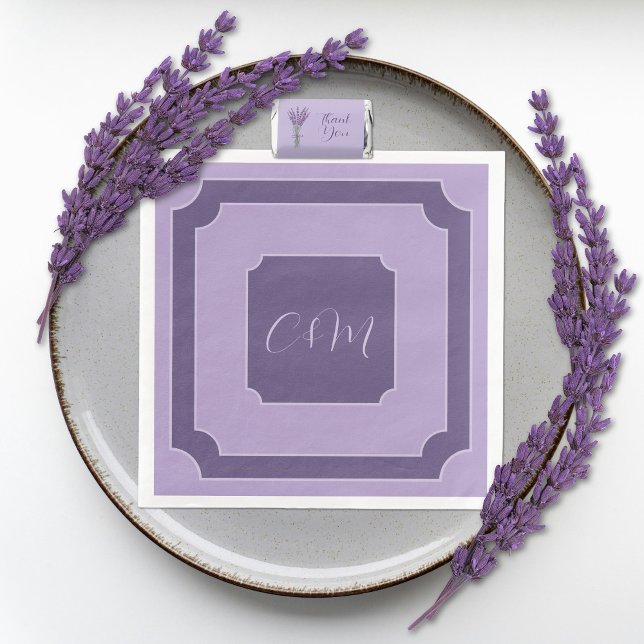 Lilac and Lavender Script Initials Wedding Serviette (Von Creator hochgeladen)