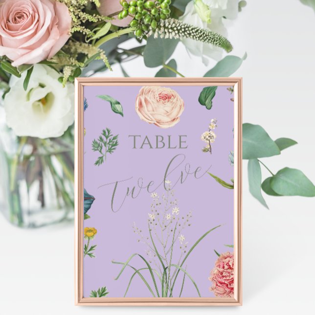Lilac and Sage Green Outdoor Garden Wedding Tischnummer (Von Creator hochgeladen)