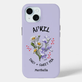 Lilac APRIL Birth Month Blume Individuelle Name Case-Mate iPhone Hülle