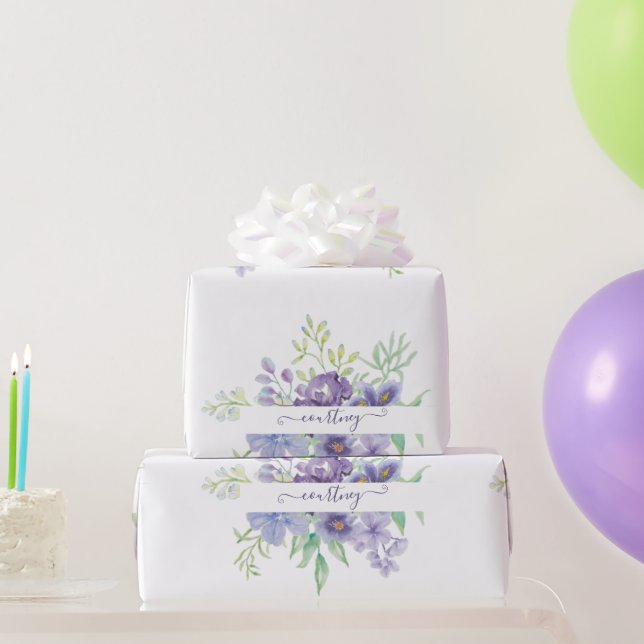 Lilac Aquarell personalisierte Packpapp Geschenkpapier (Partygeschenke)