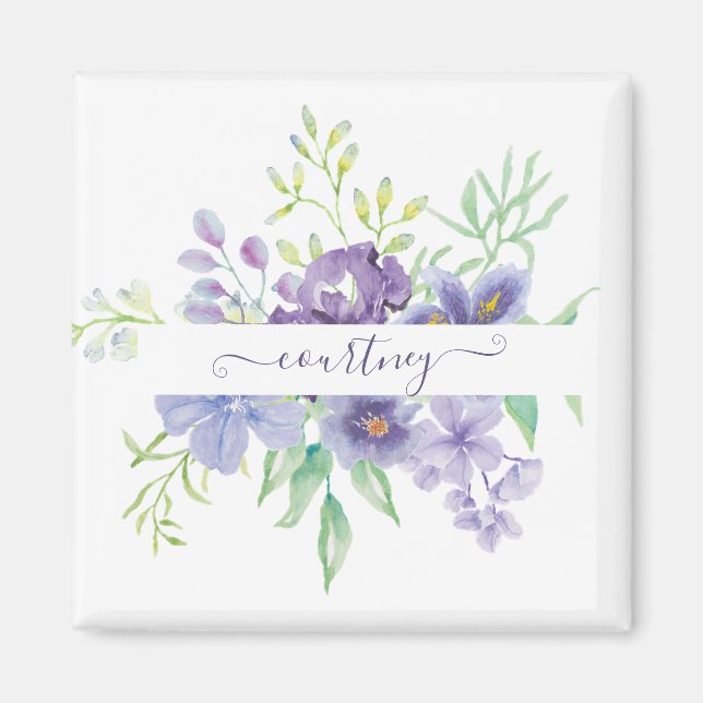 Lilac Aquarellblume personalisiert Magnet (Vorne)