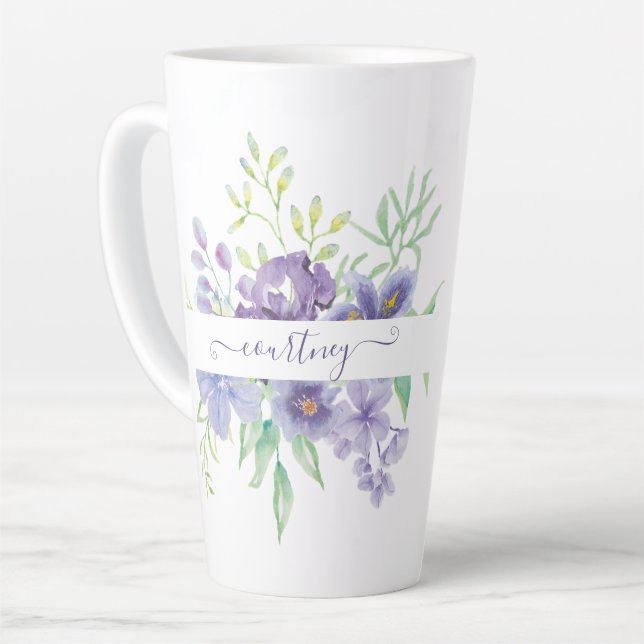 Lilac Aquarellblume personalisiert Milchtasse (Linke Ecke)