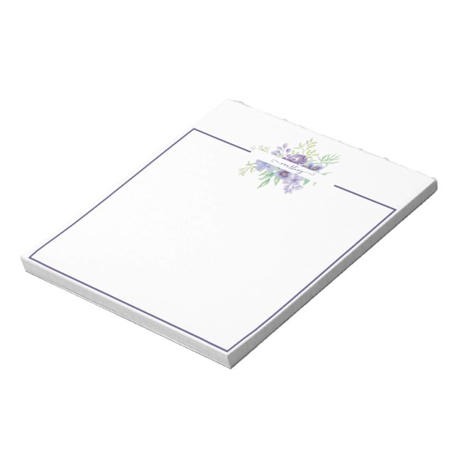 Lilac Aquarellblume personalisiert Notizblock (Rotiert)